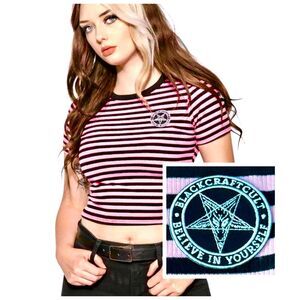 BLACK CRAFT CULT - BELIEVE IN YOURSELF (PENTAGRAM LOGO) - STRIPED PINK
